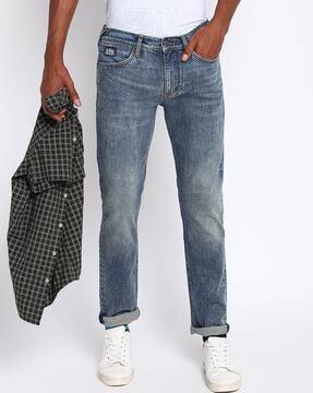 mid-rise skinny fit jeans