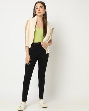 mid-rise skinny fit jeans