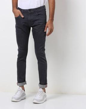 mid-rise skinny fit jeans