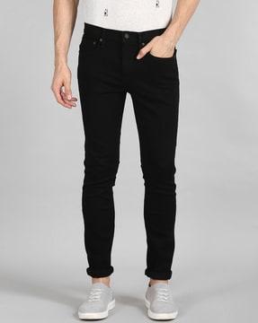 mid-rise skinny fit jeans