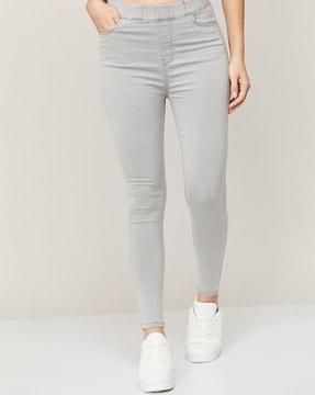 mid-rise skinny fit jeggings