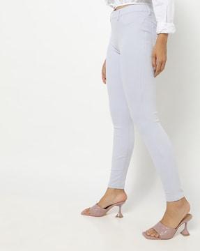 mid-rise skinny fit trousers