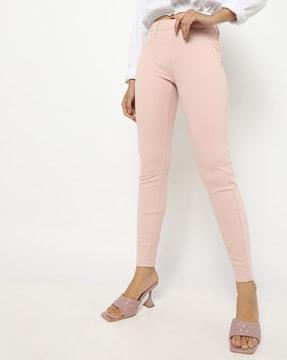 mid-rise skinny fit trousers