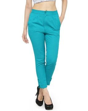 mid-rise slim fit  pleated-front pants