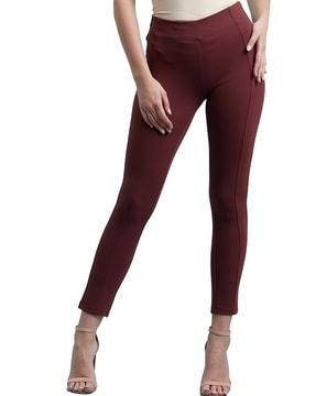 mid-rise slim fit ankle-length jeggings
