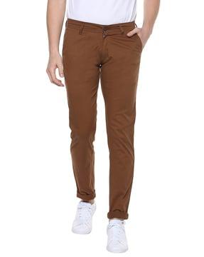 mid-rise slim fit chinos