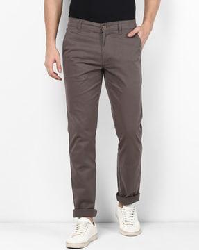 mid-rise slim fit chinos