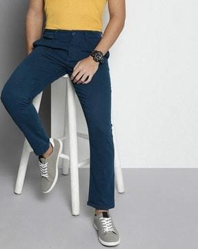 mid-rise slim fit chinos