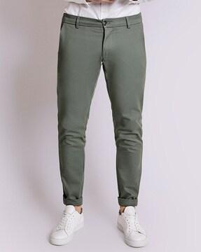 mid-rise slim fit chinos