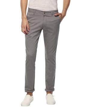 mid-rise slim fit chinos