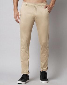 mid-rise slim fit chinos