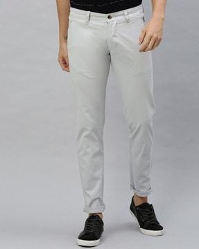 mid-rise slim fit chinos