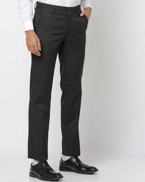 mid-rise slim fit flat-front trousers