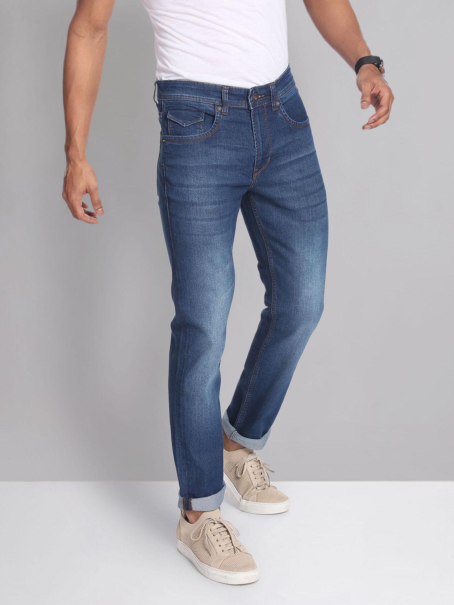 mid rise slim fit jeans blue