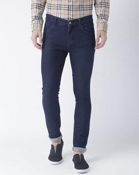 mid-rise slim fit jeans with insert pockets