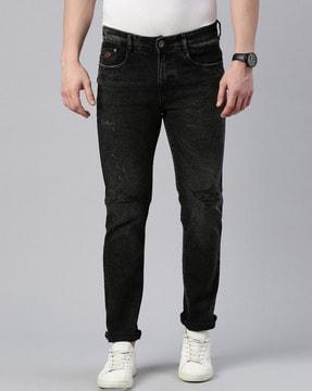 mid-rise slim fit jeans