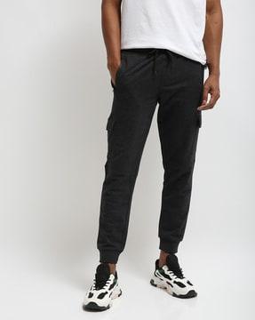 mid-rise slim fit joggers with elasticated drawstring waist