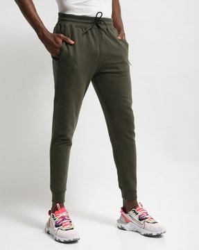 mid-rise slim fit joggers with elasticated drawstring waist