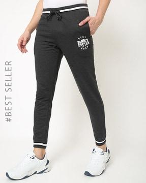 mid-rise slim fit joggers with elasticated drawstring waist