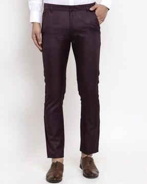 mid rise slim fit pants