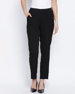 mid-rise slim fit pants