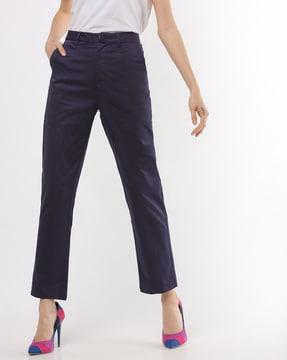 mid-rise slim fit pants