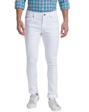 mid-rise slim fit solid jeans