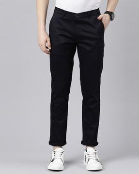 mid-rise slim fit stretch chinos