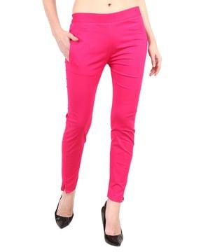 mid-rise slim fit trousers with insert pocket