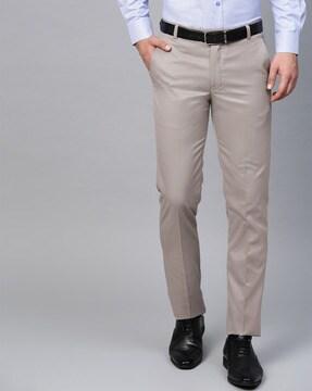 mid-rise slim fit trousers