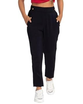 mid rise slim fit trousers