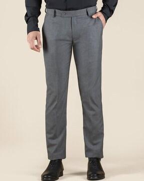 mid-rise slim fit trousers