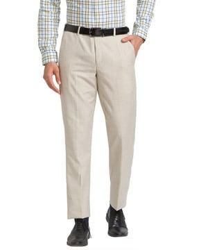 mid-rise slim fit trousers