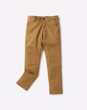 mid-rise slim fit trousers