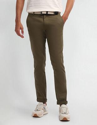 mid rise slim fit trousers