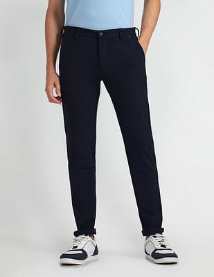 mid rise slim fit trousers