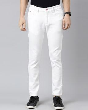 mid-rise slim jeans with insert pockets