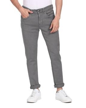 mid-rise slim tapered fit jeans