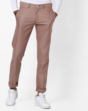 mid-rise slim tapered flat-front trousers