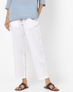 mid-rise slim trousers with elasticated drawstring waist