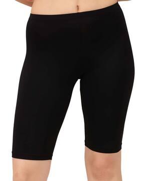 mid-rise soft polyamide spandex knee length cycling shorts