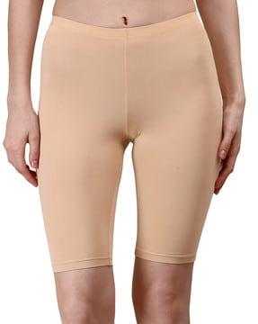 mid-rise soft polyamide spandex knee length cycling shorts