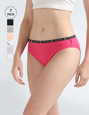 mid rise solid bikini panties - pack of 7