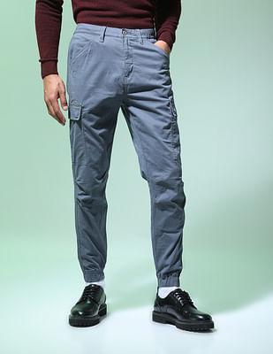 mid-rise solid cargo joggers