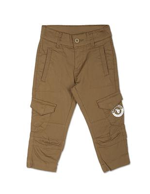 mid rise solid cargo pants