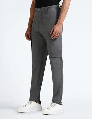 mid rise solid cargo pants