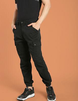 mid rise solid cargo utility joggers