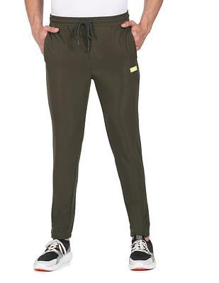 mid rise solid polyester track pants