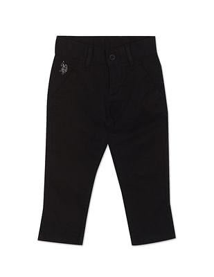 mid rise solid twill trousers