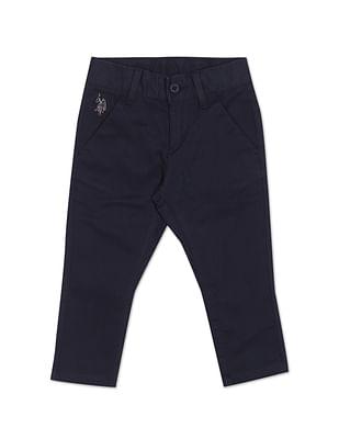 mid rise solid twill trousers